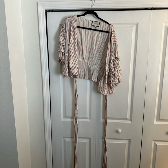 Alexie wrap top, size medium, orange and white stripe - Picture 2 of 4